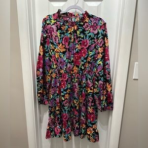 Shein Curve floral long sleeve mini dress 2XL